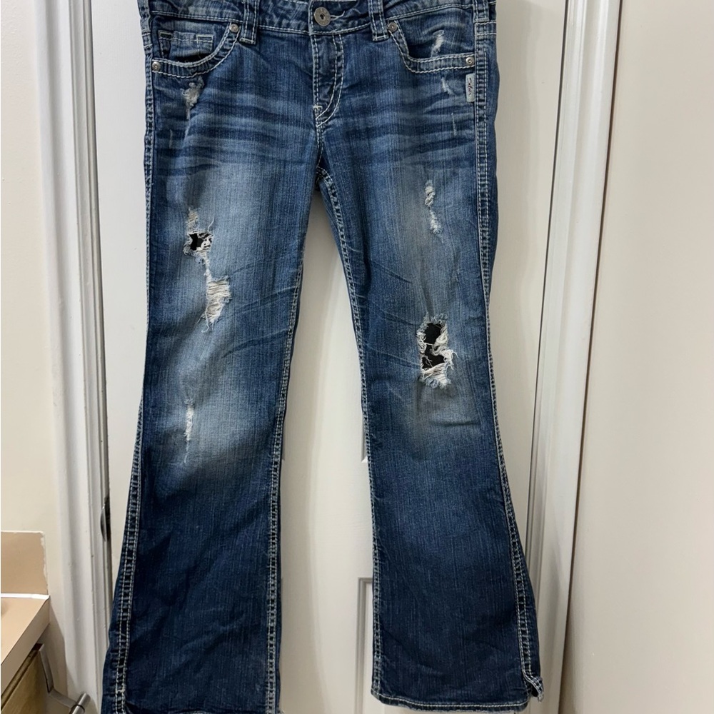 Women’s Silver Jeans Brand Blue Flare Wide Leg Denim Frances Style Sz W32/L31